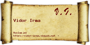 Vidor Irma névjegykártya